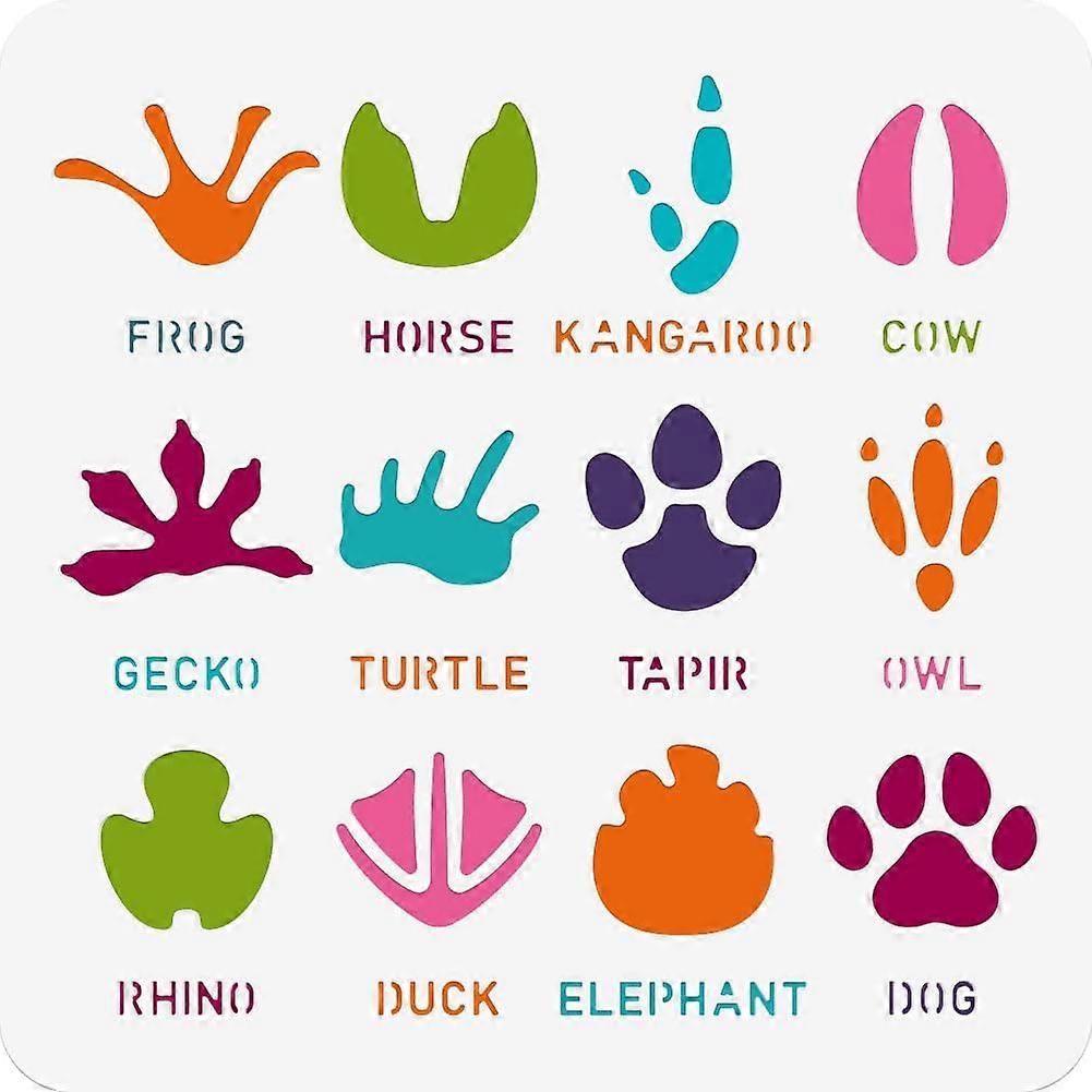 Paw Prints Painting Stencil 11.81x11.81 Inch Reusable DIY Art and Craft Stencils Hollow Out Drawing Painting Template for Painting on Wood Fabric Pape
