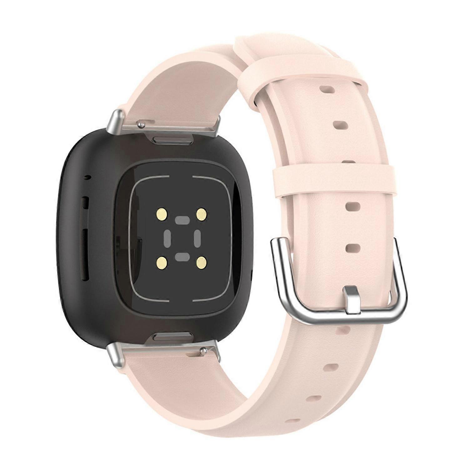 For Fitbit Versa 4/Sense 2 Watch Band Soft Genuine Leather Replacement Strap with Solid Buckle