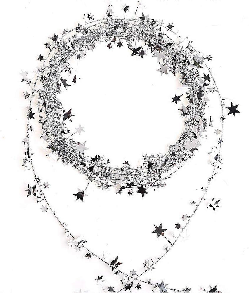 7,5 m girlanda druciana w kształcie gwiazdy do dekoracji choinek (srebrna)