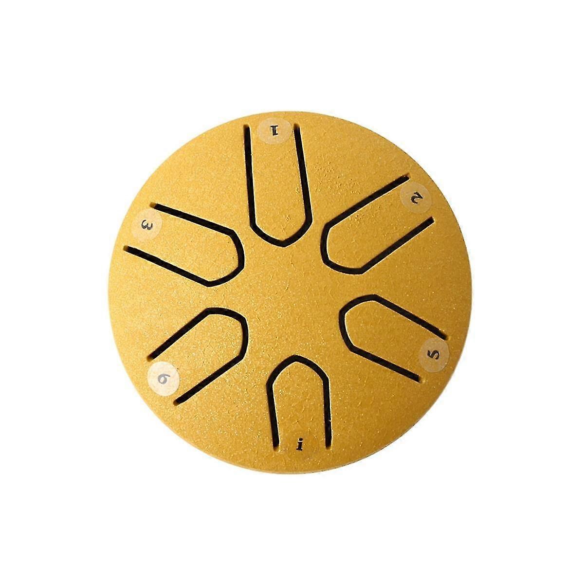 3 Inch 6-tone Steel Tongue Drum Mini With Drumsticks Percussion Musical Instruments Drum Gold