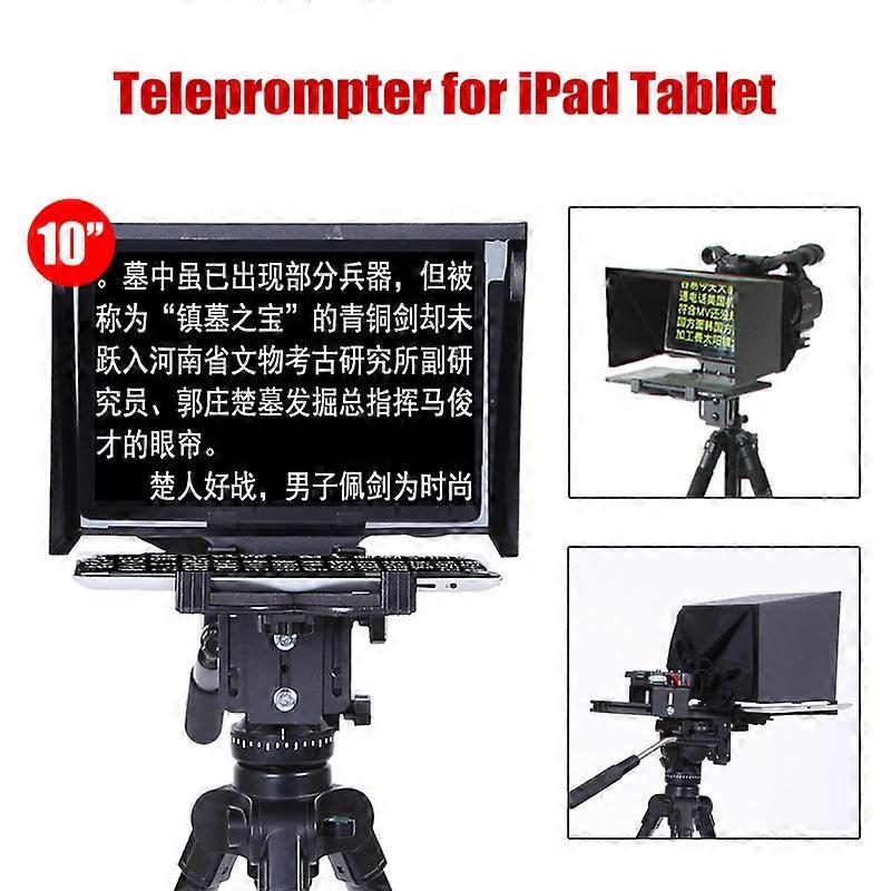 Teleprompter de 10 '' de 10 polegadas para iPad Tablet para Discurso de Entrevista ao Ar Livre DSLR Camera Prompter Reader