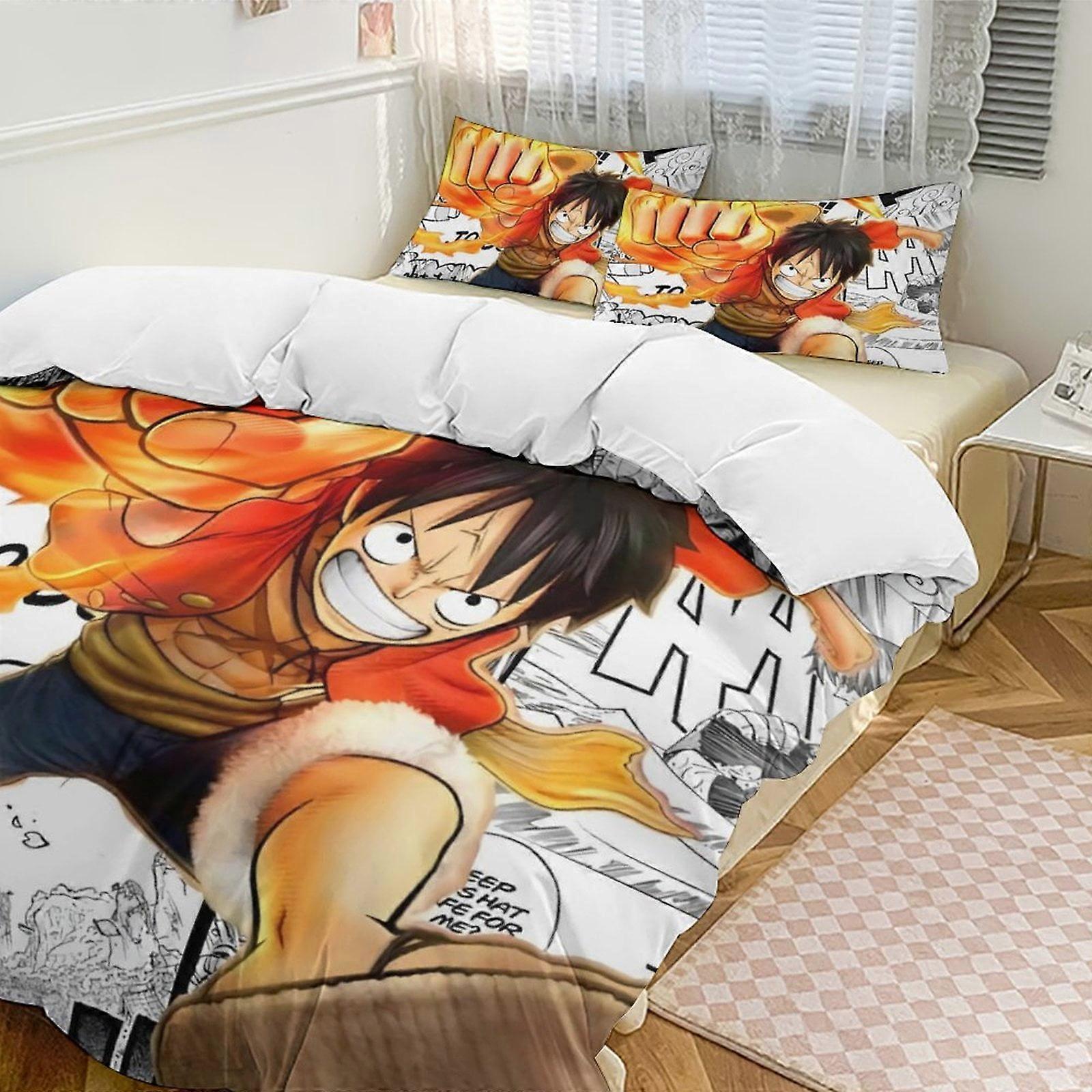 Bedding set WY324 One Piece Cartoon Collection 3-Piece Comforter Set, Personalized Bedding Decor for Kids And Teens  Bed Sheets ZA324