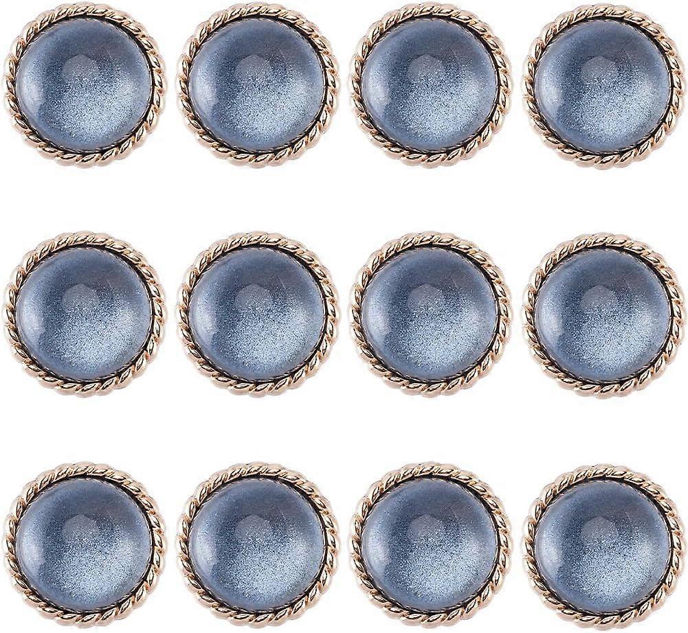 12Pcs Metal Shank Coat Buttons 25mm Clear Glass Dome Black Shimmer Layer Sewing Button Base Shank Buttons with Light Gold Tone Alloy Findings for Unif