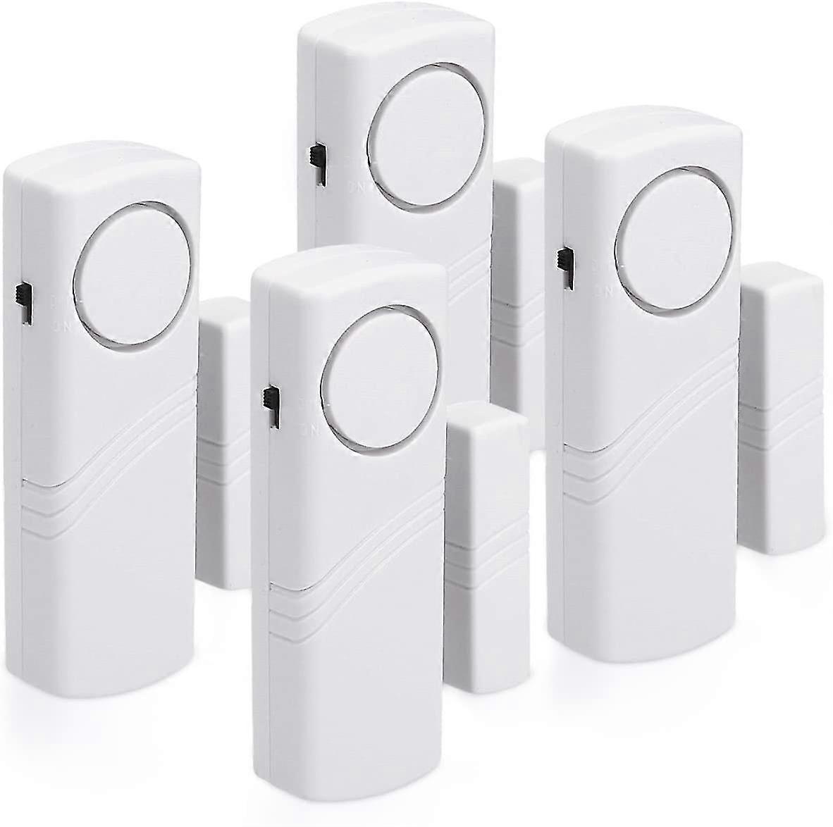 Door And Window Alarm - Lot 4x Wireless Intrusion Alarm - Home Security Against Burglary - Magnetic Operation - 100 Db