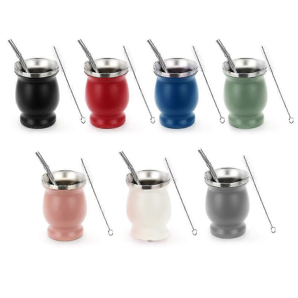 230ml en acier inoxydable Yerba Mate Cup Yerba Mate à double paroi Gourde avec brosse de nettoyage et une cuillère d’isolation thermique Yerba Mate Teacup Coff
