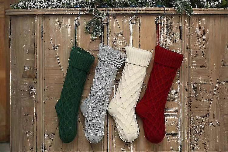 4pcs Christmas Knitting Stocking Candy Hanging Bag Decor Ornaments