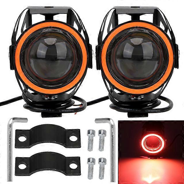 LEEPEE LED Motorcycle Angel Eyes 125W DRL 2Pcs/set Spotlights Motorcycle Headlights Motorbike LED Auxiliary Lamp U7 Headlamp