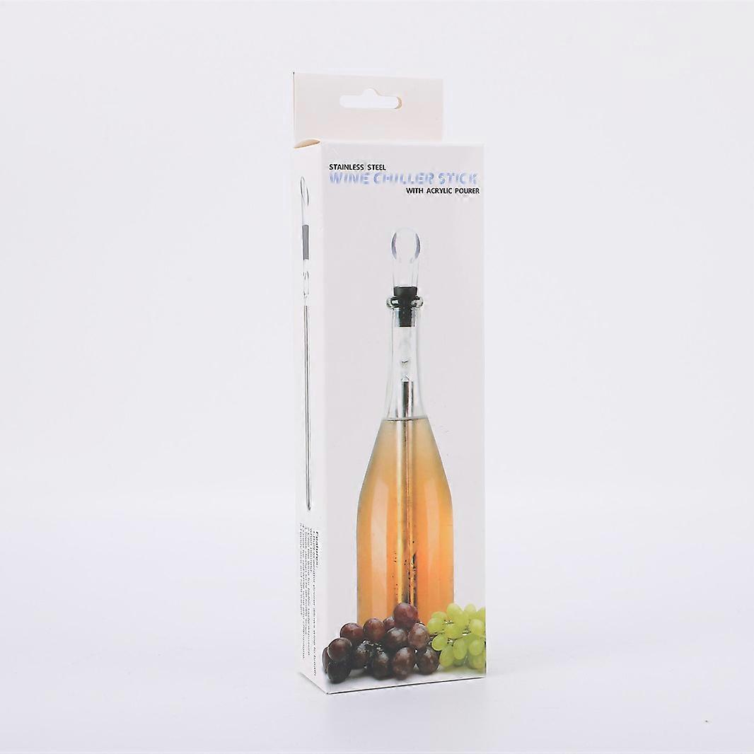 2Pcs Wine Cooler,Wine Chiller with Stainless Steel Wine Pouer and Chill Rod,Wine Bottle Cooler Stick with Aerator Pourer