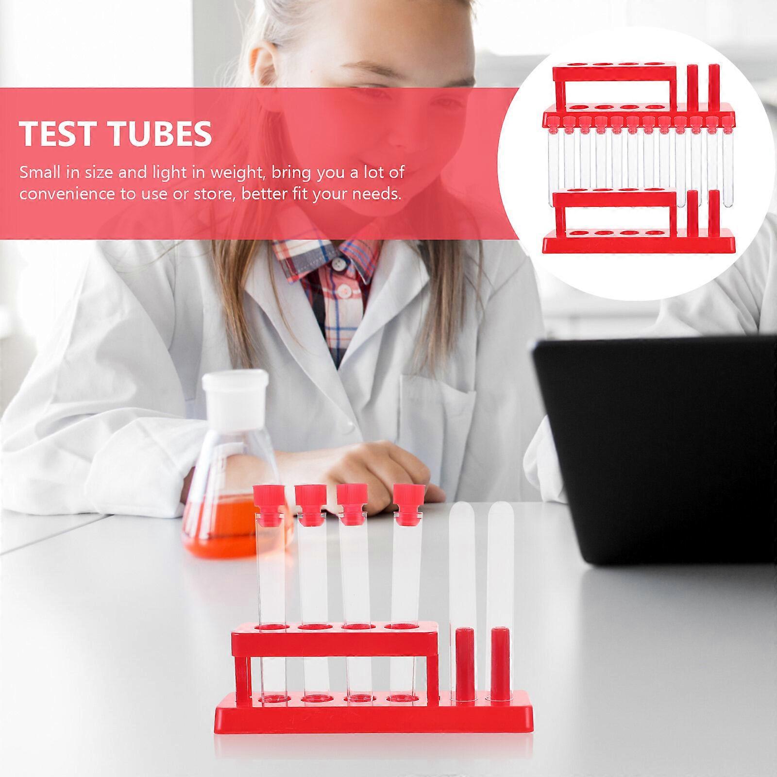 1 Set Laboratory Testing Tubes Experiment Vials Liquid Tubes with Storage Rack