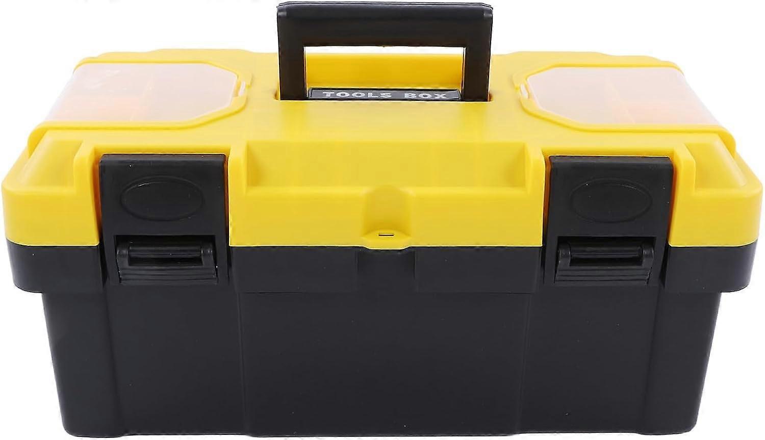 Tool Storage Box, Top Clear Lid Small Tool Box Double Lock Design Double Layers 50kg Maximum Load for Garages (19inch)