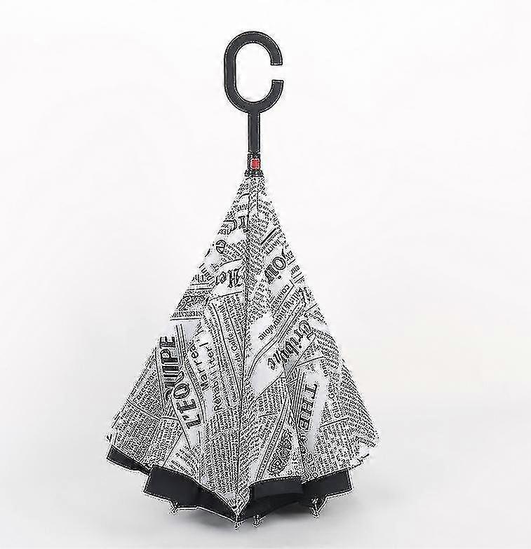 C-handle Parasol Folding Windproof Umbrella Double Reversed