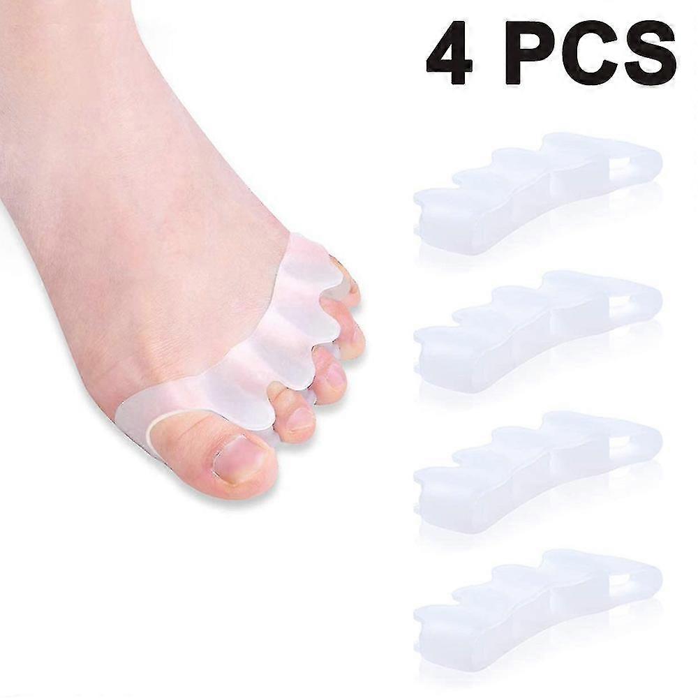 4 Pcs Toe Separators For Overlapping Toes And Restore Crooked ToesWhite