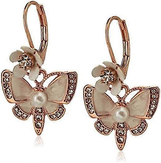 Gold-Tone Multi-Crystal Flower Drop Earrings