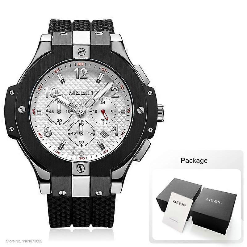 Army Sports Chronograph Quartz Wrist Watches Men Black Silicone Military Stop Watch Clock Man Relogios Masculino 2050G