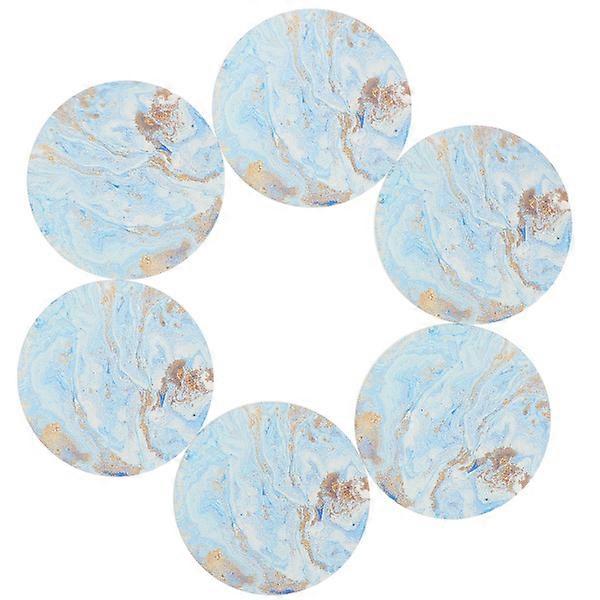 6Pcs Marble Pattern Ceramic Coasters Practical Drinks Coasters with Cork Base
