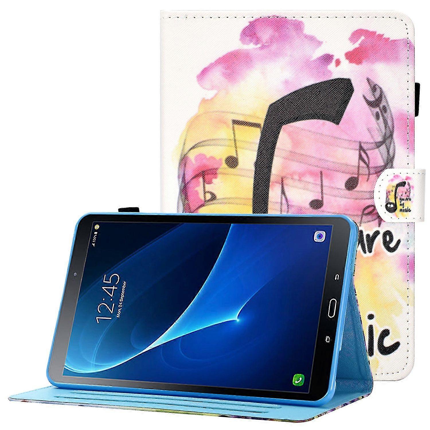 For Samsung Galaxy Tab A 10.1 (2016) (t580 / T585) Anti-drop Leather Case Stitched Shockproof Cover Pattern Printed Magnetic Closure Tablet Stand Case