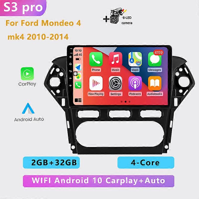 2DIN NO dvd 4G+64G android 10.0 auto car multimedia video player carplay GPS navigation For Ford Mondeo 4 mk4 2010-2013 2014