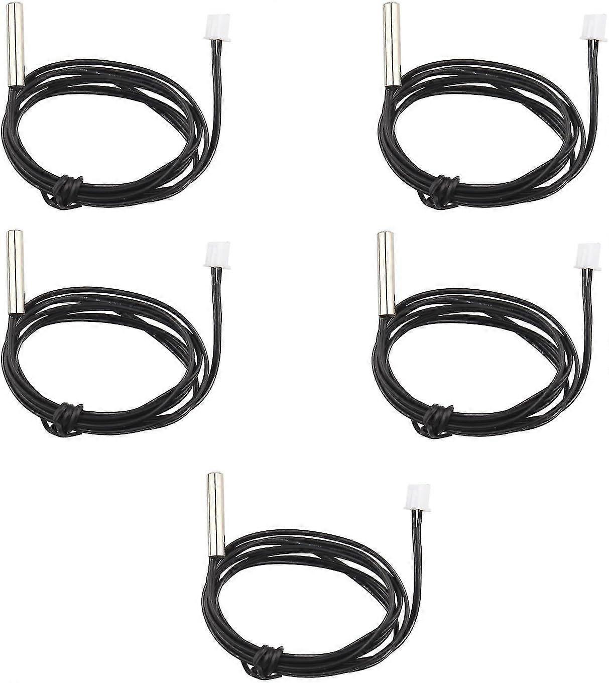 5 Pack Waterproof Ntc 10k 1% 3950 Thermistor Temperature Sensor Probe, 1m Extension Cable, Temperature Detector, Gauge For Car Air Conditioners/refrig