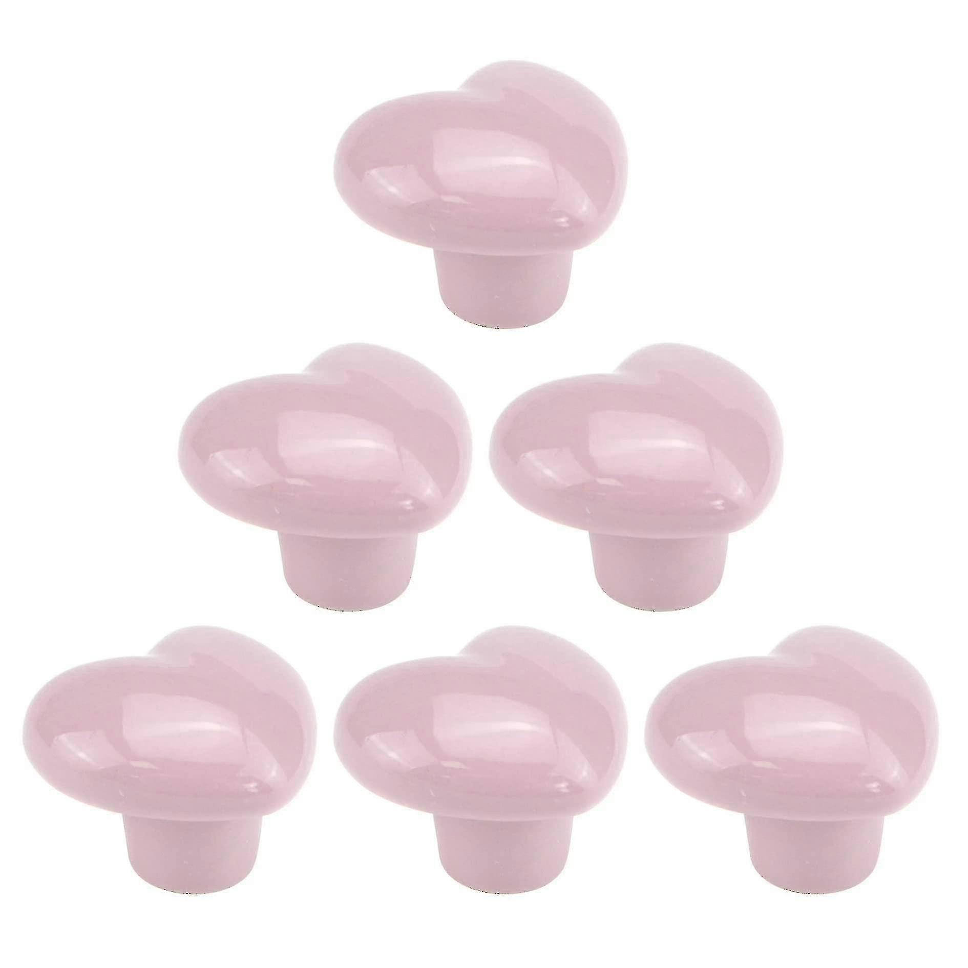 12 Pcs Ceramic Heart Shape Cabinet Knobs Glossy Ceramic Pulls Handle Cupboard Door Knobs Wardrobe Drawer Knobs, Light Pink