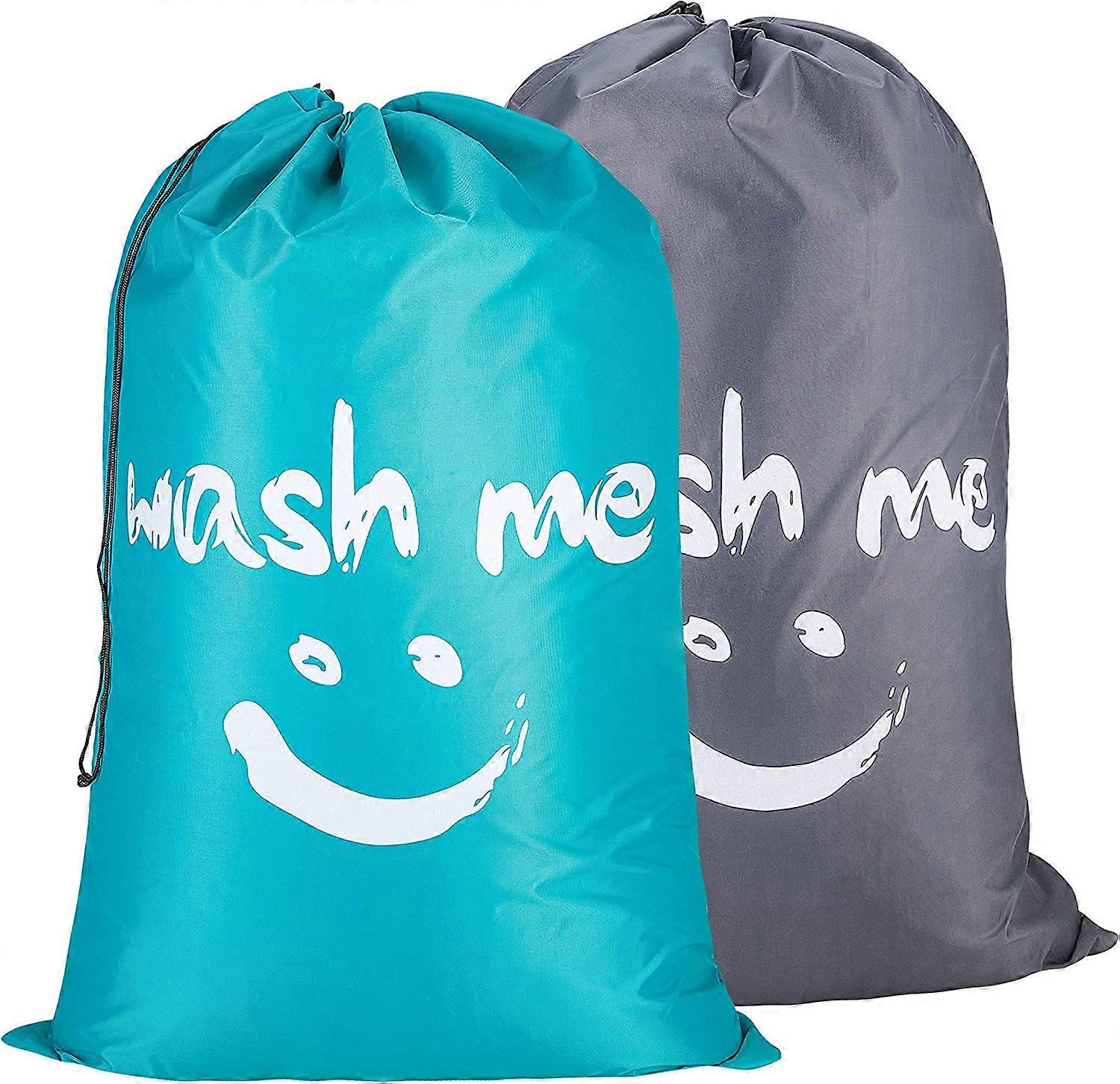 2 Stck Laundry Baskets, Foldable Laundry Bag, Folding Large Capacity Laundry Bins (Blue & Gray)