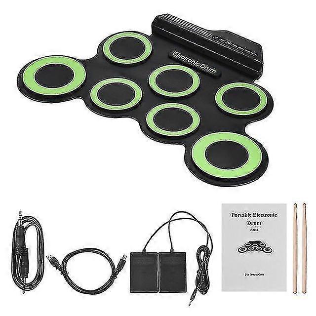 Naiwang Electronic Drum Digital Usb 7 Pads Roll Up Drum Set Silicone Electric Drum Pad Kit With Drumstick Foot Pedal Percussion