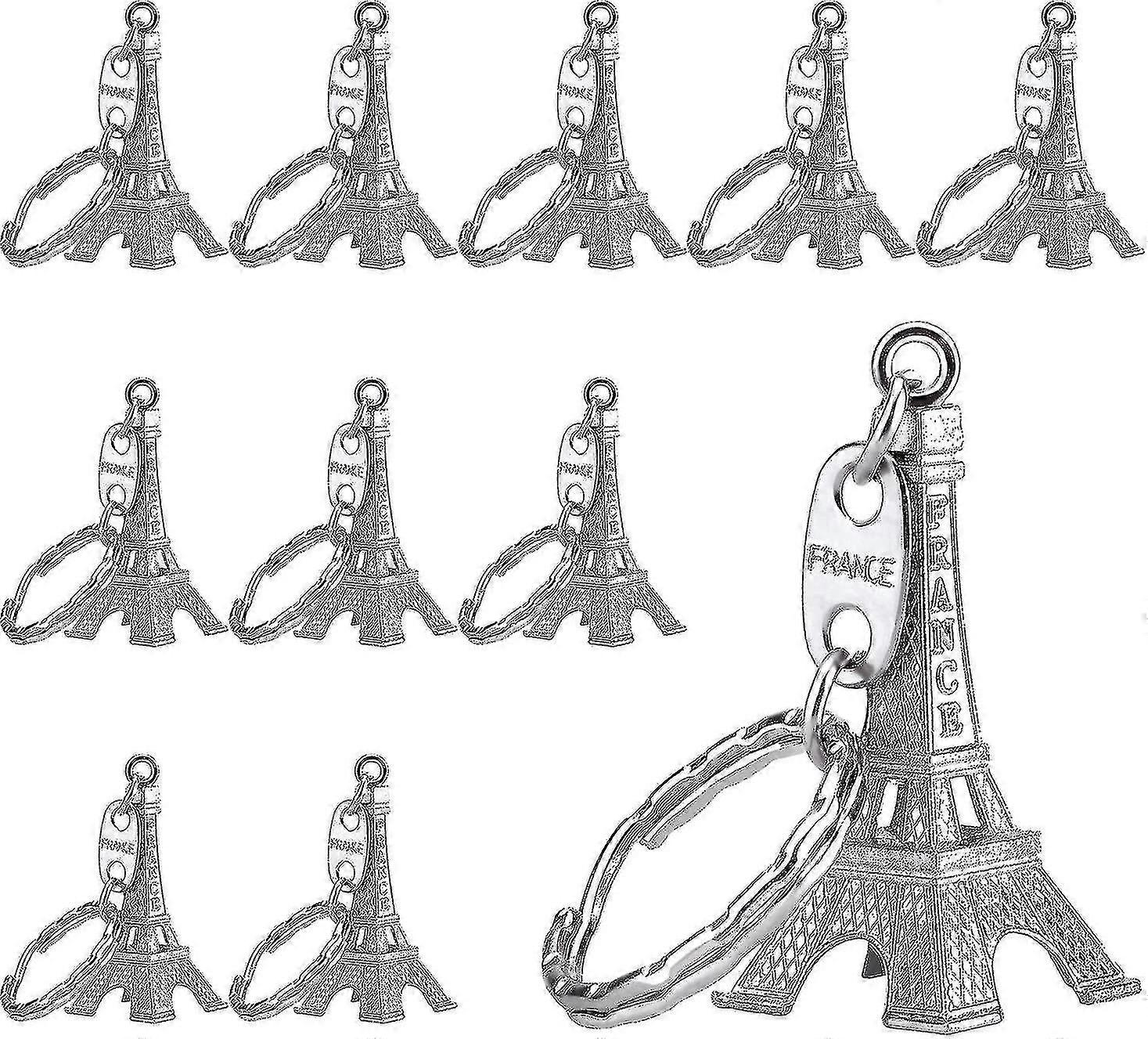15 Pieces Eiffel Tower Keyring Retro Adornment French Souvenirs Keychains (gold) High Quality