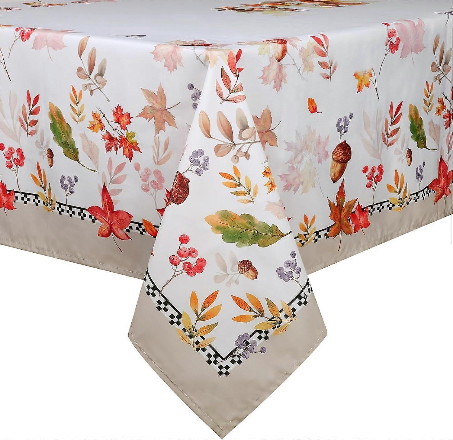 Fall Maple Leaves Tablecloth Waterproof, Thanksgiving Table Cloth Rectangle, Stain Resistant Fabric Table Cloths for Kitchen Table Party Picnic Dinner