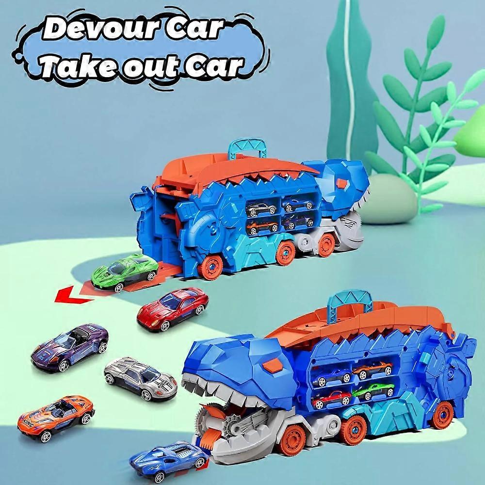 Trasporto Dinosauro Camion con Pieghevole Scorrevole Pista Da Corsa Si Trasforma In Piedi T-rex Migliori Regali di Compleanno Giocattoli Ragazzi Ragazze