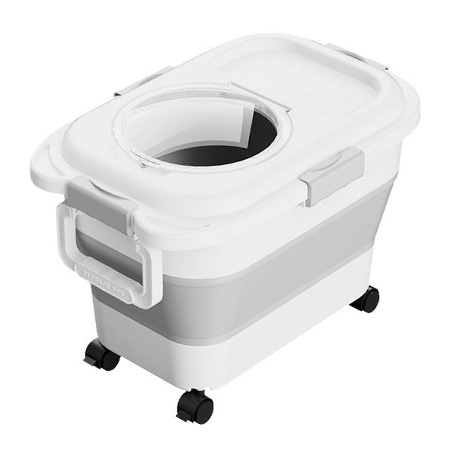 Folding Rice Storage Container BPA-Free Large Capacity Collapsible Sugar Cereal Storage Bin Dispenser with Rolling Wheels