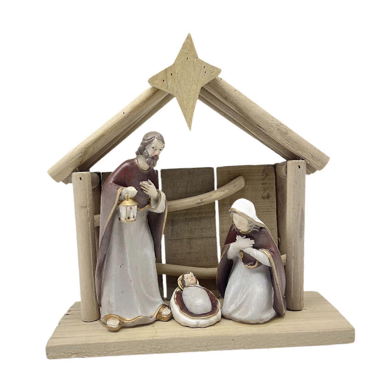 クリスマス飼い葉桶キリスト降誕クラフト聖家族の置物キャビネットシェルフホーム用