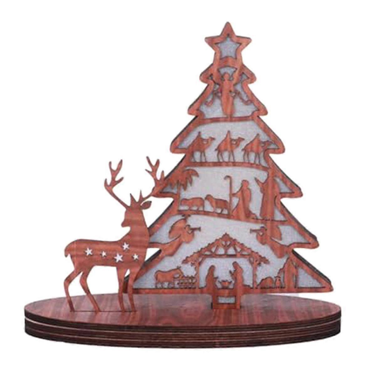 Wooden Nativity Scene Book Display with Light, 3D Wooden Nativity Scene Inspired Ornament, Nativity Sets with Figures