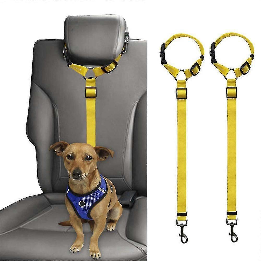 2pcs Dog Cat Safety Seat Belt Strap Car Headrest Restraint Adjustable Nylon Fabric Dog Restraints Vehicle Seatbelts Harness