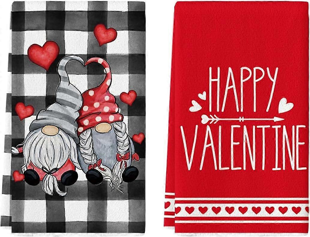 مجموعة مناشف المطبخ لعيد الحب ، تماثيل الجاموس المنقوشة ، للاحتفال بالذكرى السنوية