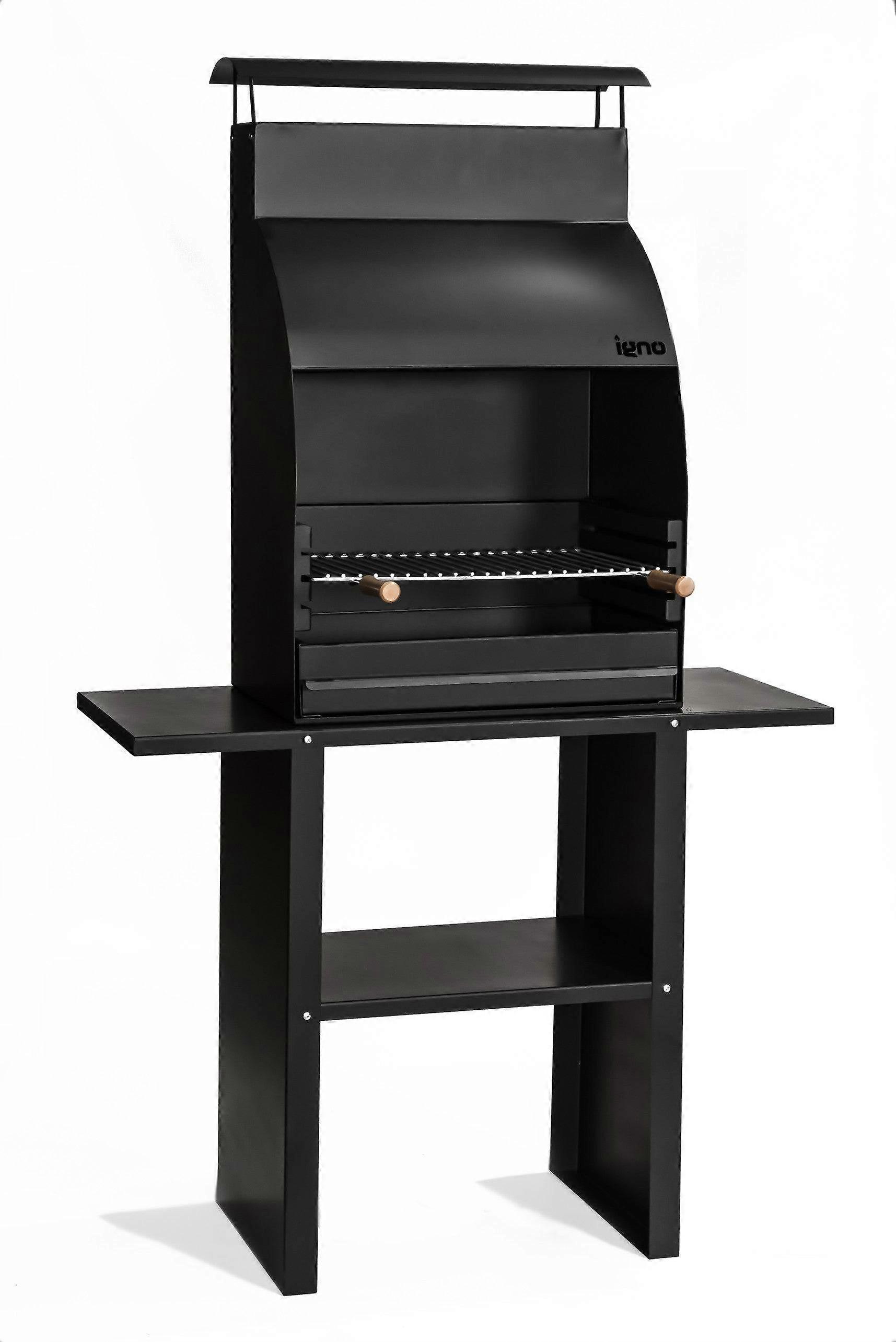 Metallisk grill med benk