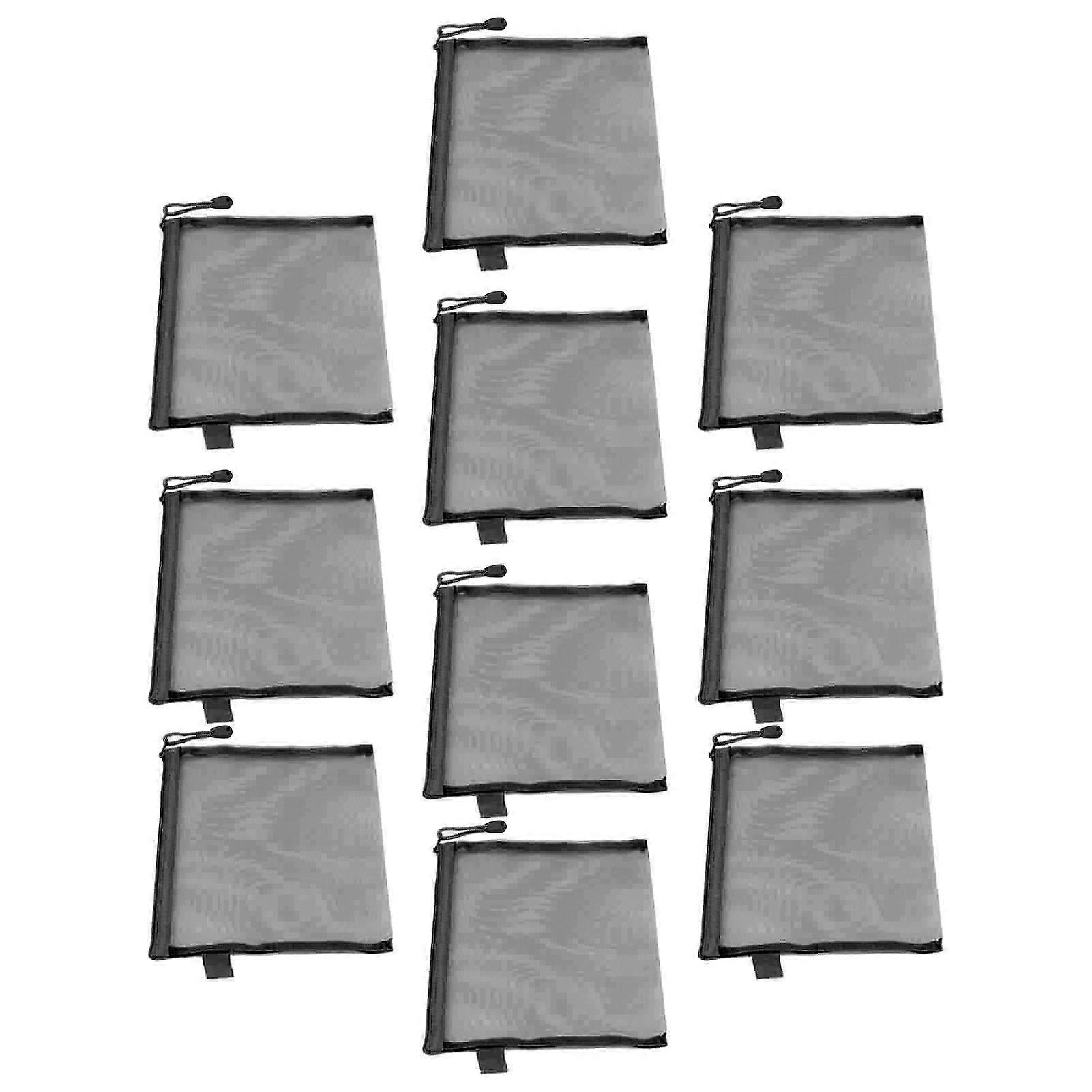 10PCSジッパードキュメントポーチ防水耐引裂性A5ペーパーサイズドキュメントオーガナイザーバッグブラック