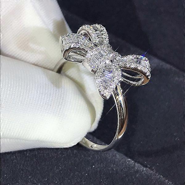 New Fashion Bow Stepped Square Zircon Ring
