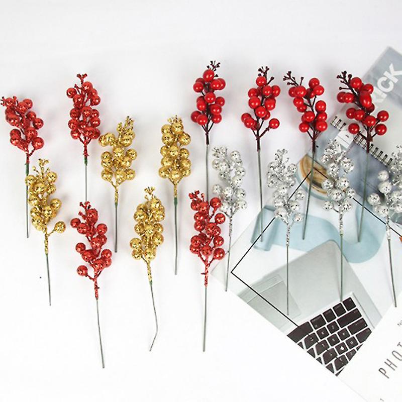 6/12pcs/lot Mini Artificial Flower Cherry Christmas Plastic Pearl Diy Gift