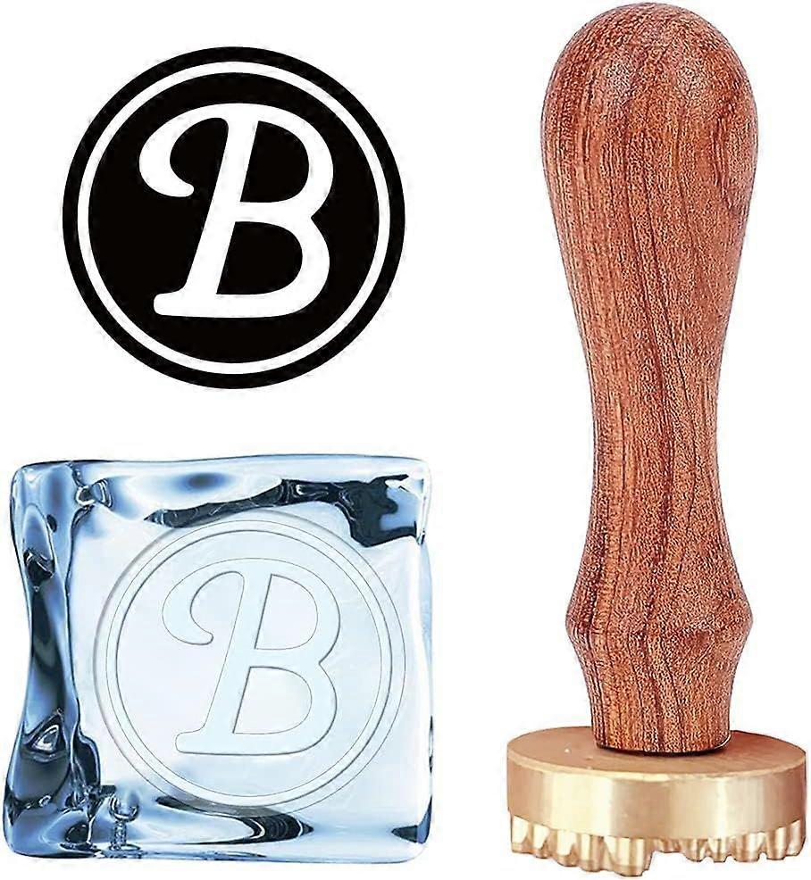 Letter Ice Stamp B Ice Cube Stamp Ice Branding Stamp with Removable Brass Head & Wood Handle Vintage Ice Stamp for DIY Crafting Cocktail Whiskey Mojit