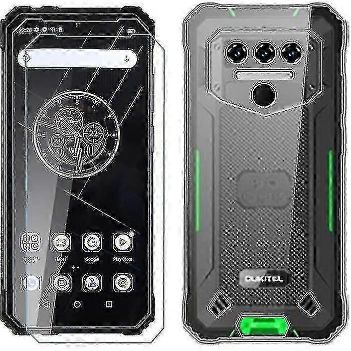 غطاء هاتف متوافق مع Oukitel Wp23 / wp23 Pro ، غطاء شفاف + 2x زجاج مقسى ، سيليكون ناعم