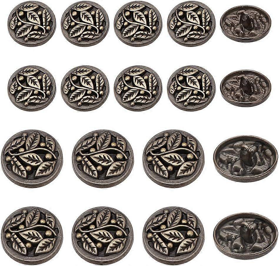 40 Pcs 2 Sizes Metal Shank Buttons Antique Metal Blazer Buttons 18/22.5mm Engraved Metal Buttons Alloy Shank Button with Vintage Leaf Pattern for Cost