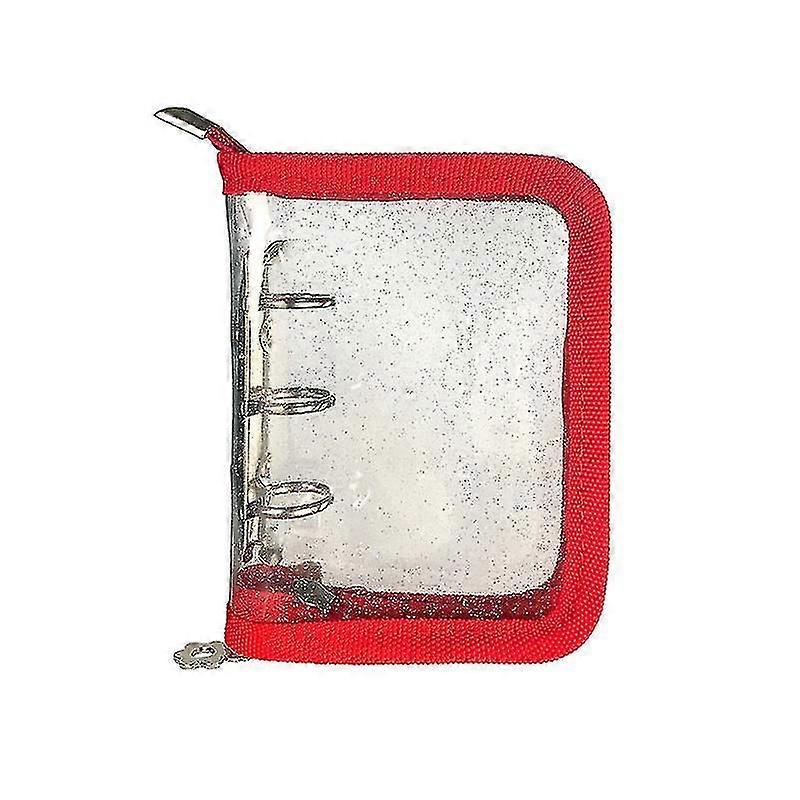 Transparent Pvc Notebook Cover With Metal Clip Zipper Soft Shell Loose-leaf1pcs, Red)