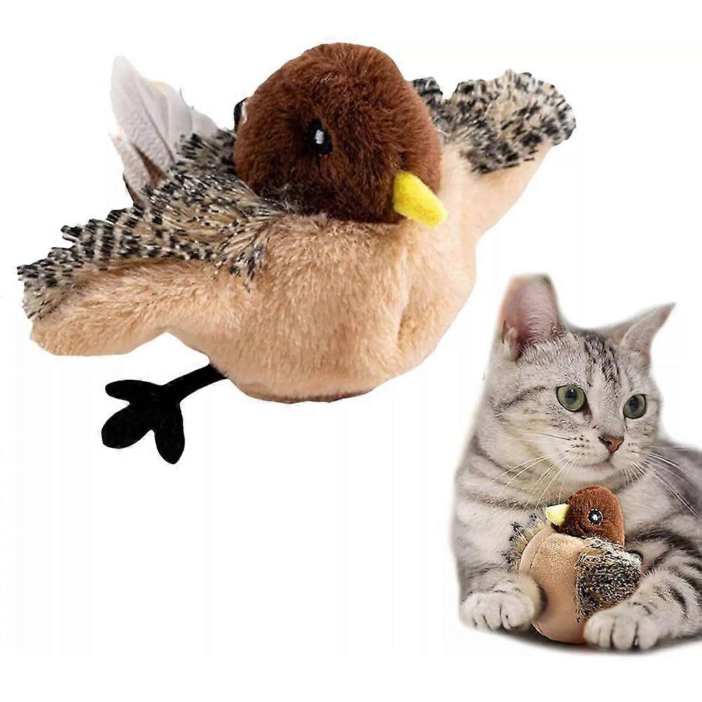 Feather Flyer, Flapping Bird Cat Toy Flying, Simulated Chirping Bird Cat Toy