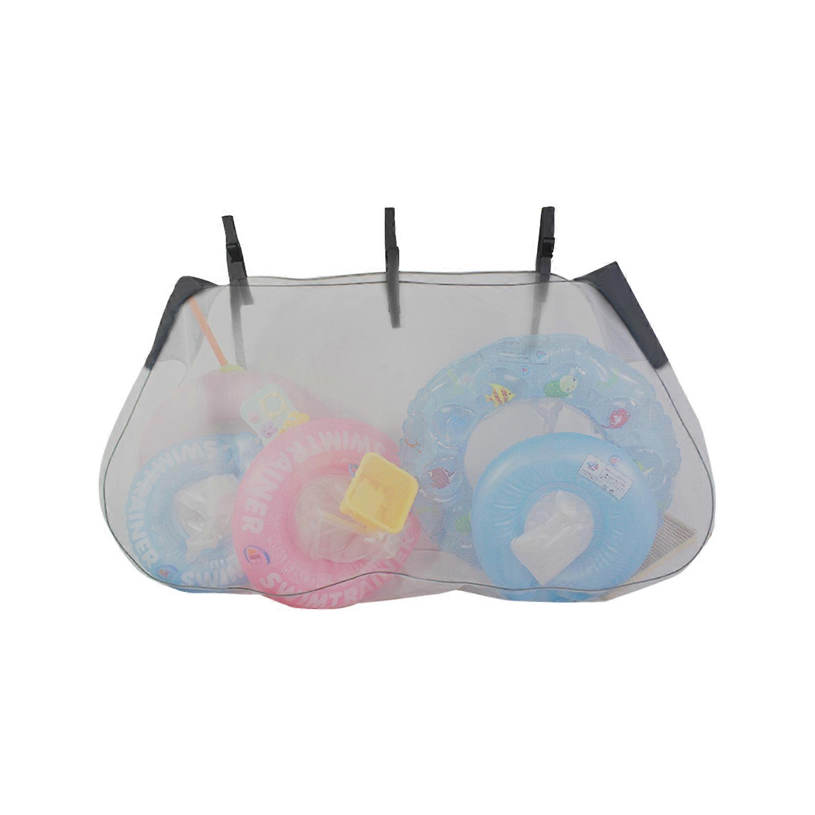 Pool Float Toy Storage Mesh Bag Large Capacity Adjust Strap Swimming Pool Float Storage Bag Black