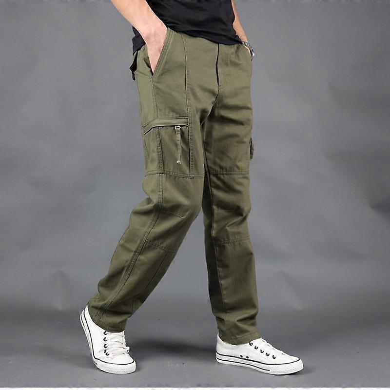 Herr Casual Byxor Byxor Bomull Overall Rak Herr Multi Pocket Utomhus Byxor