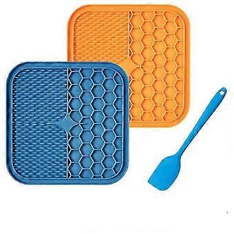 2pcs Alfombra para lamer perros Bandeja de alimentación lenta para mascotas Cuenco de silicona para perros anti asfixia PRE