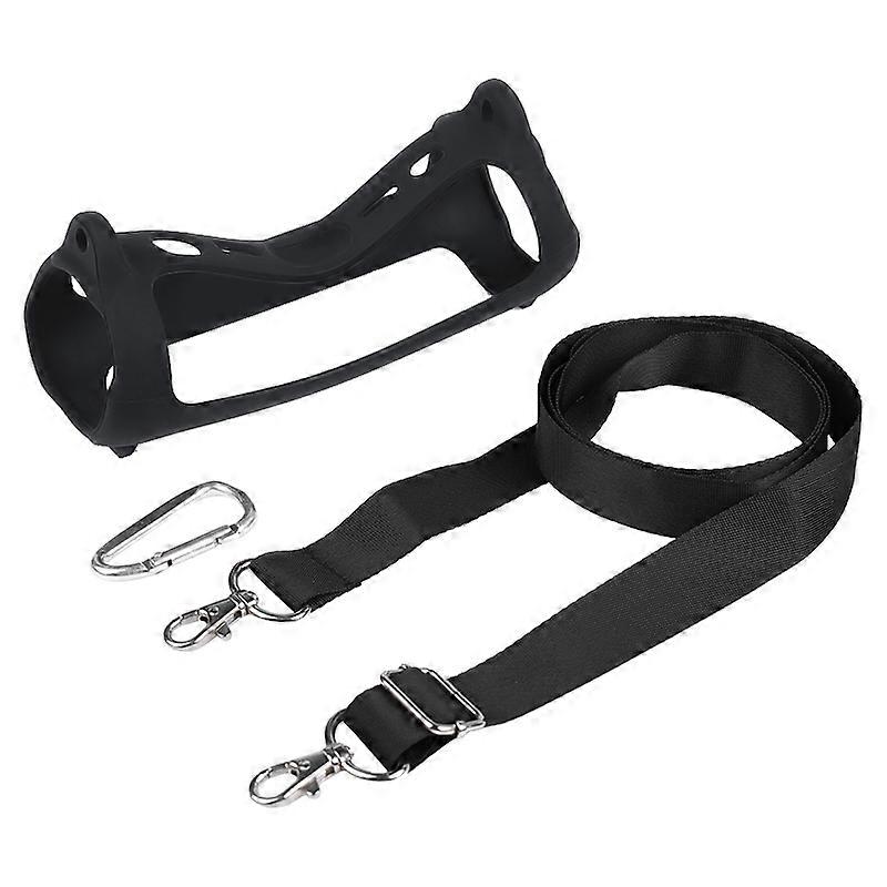 For JBL Flip 6 Bluetooth Speaker Portable Silicone Case with Shoulder Strap Black