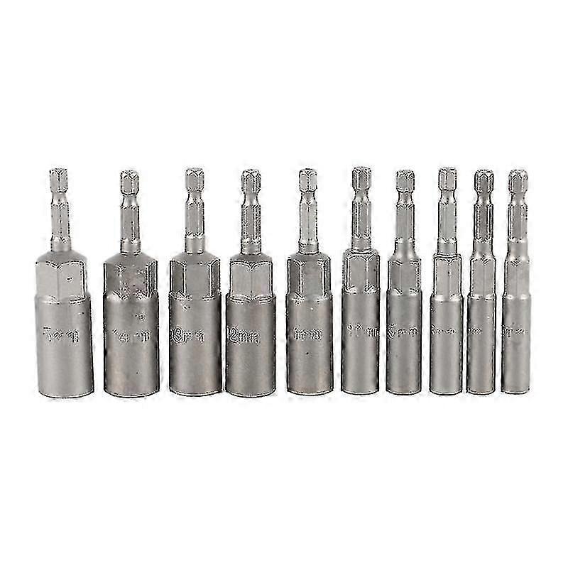 10pc 1/4 Inch Wrench Hex Bit Socket Set Deep Long 1/2 Inch Impact Drill Socket Adapter Drill Bits-dt