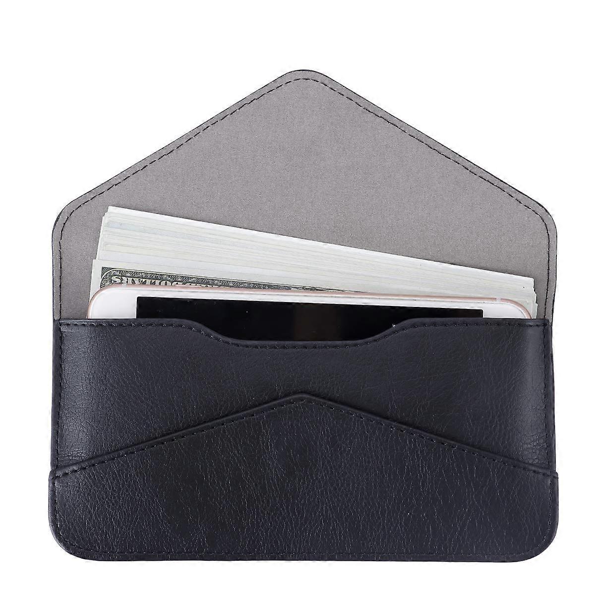 Envelope-Style Card Wallet with RFID Protection - Slim Leather Credit Card Holder for Cash and ID, Compact Design