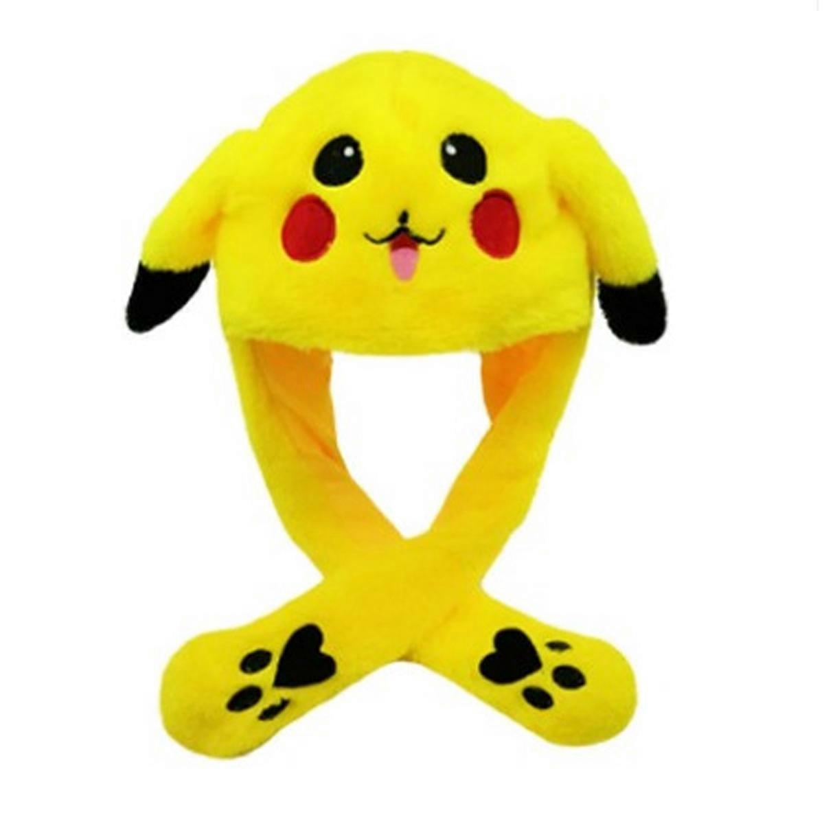 Pikachu Pikachu Hat Rabbit Ear Moving Jumping Hat Funny Bunny Plush Hat Cap V1
