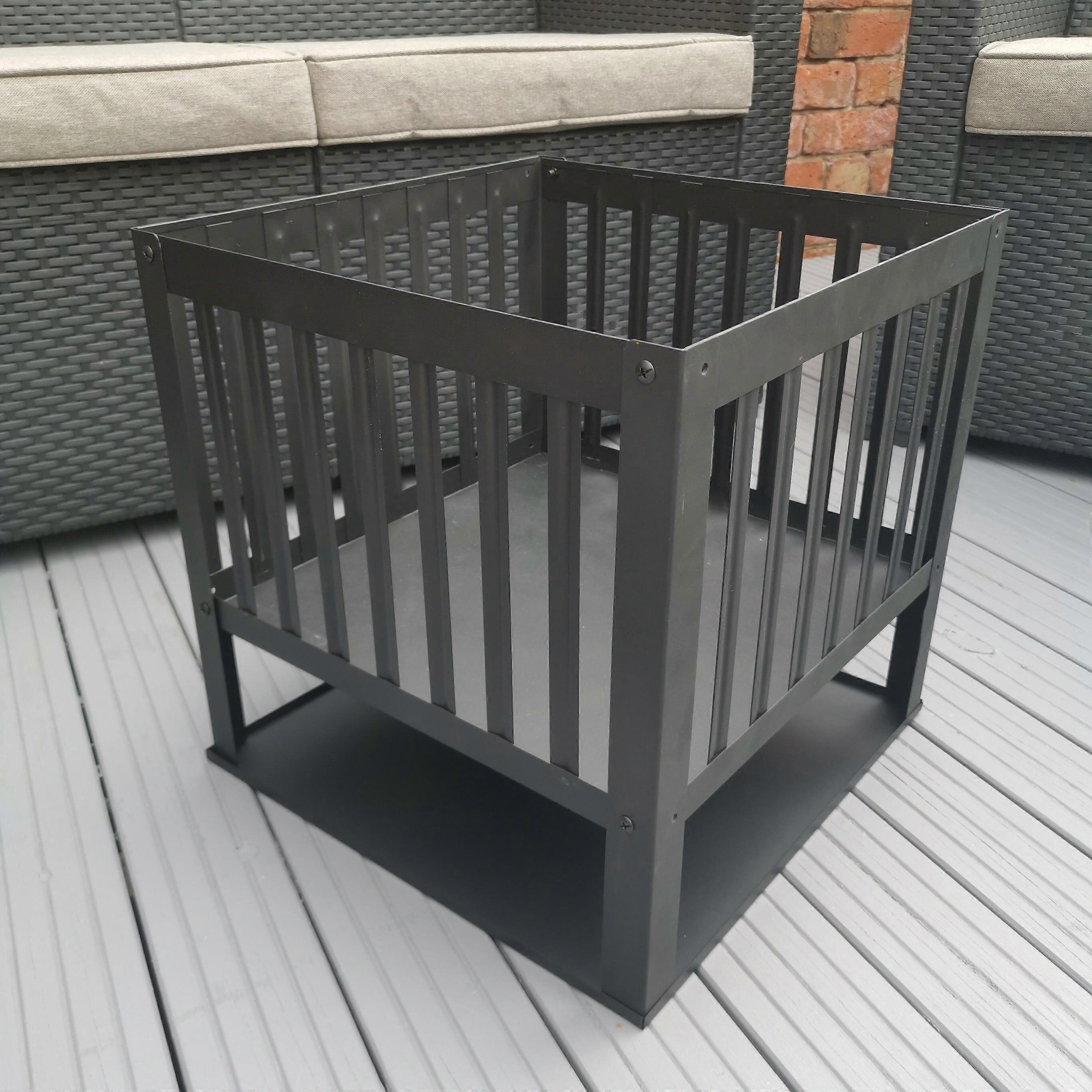 40Cm Square Fire Pit Basket Garden Patio Wood Solid Fuel Burner